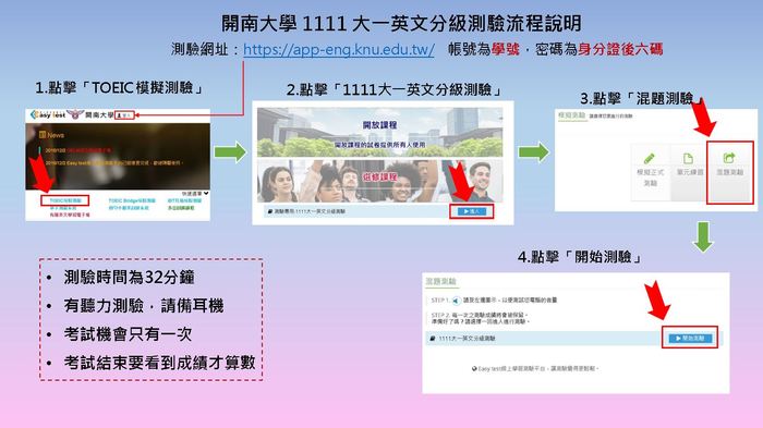 【重要】1111學期新生大一英文分級測驗圖片